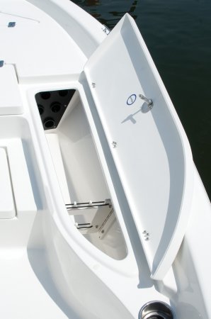 The definition of an outboard motor is a detachable engine mounted on outboard brackets on the stern of your boat.  This configuration will have only one single engine.