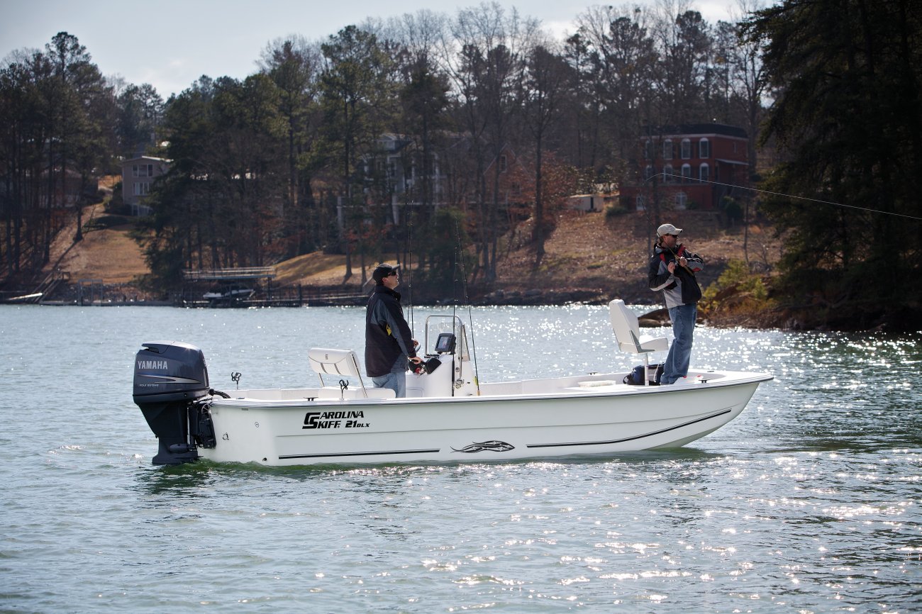 A skiff or bay boat is a small open boat usually outboard powered and used to navigate and fish salt water bays.