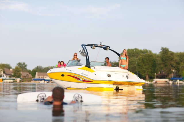 Glass fibers either loose or woven, reinforced with resin and used in the construction of many boats.