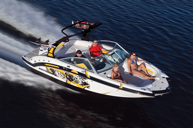 Wakeboarders want a giant wake to launch from as they cross from left to right behind the boat. With the engine set back against the transom, these boats carve a steep, large wake that riders love.